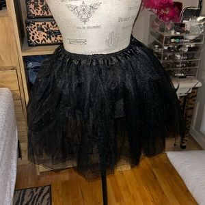 Black Elastic Waist Tutu Skirt / Petticoat - OS